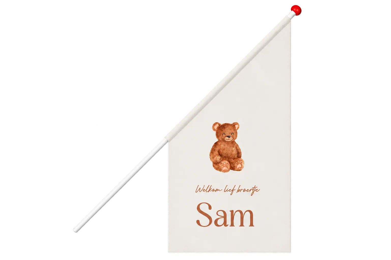 Geboortevlag voor Sam met teddybeer